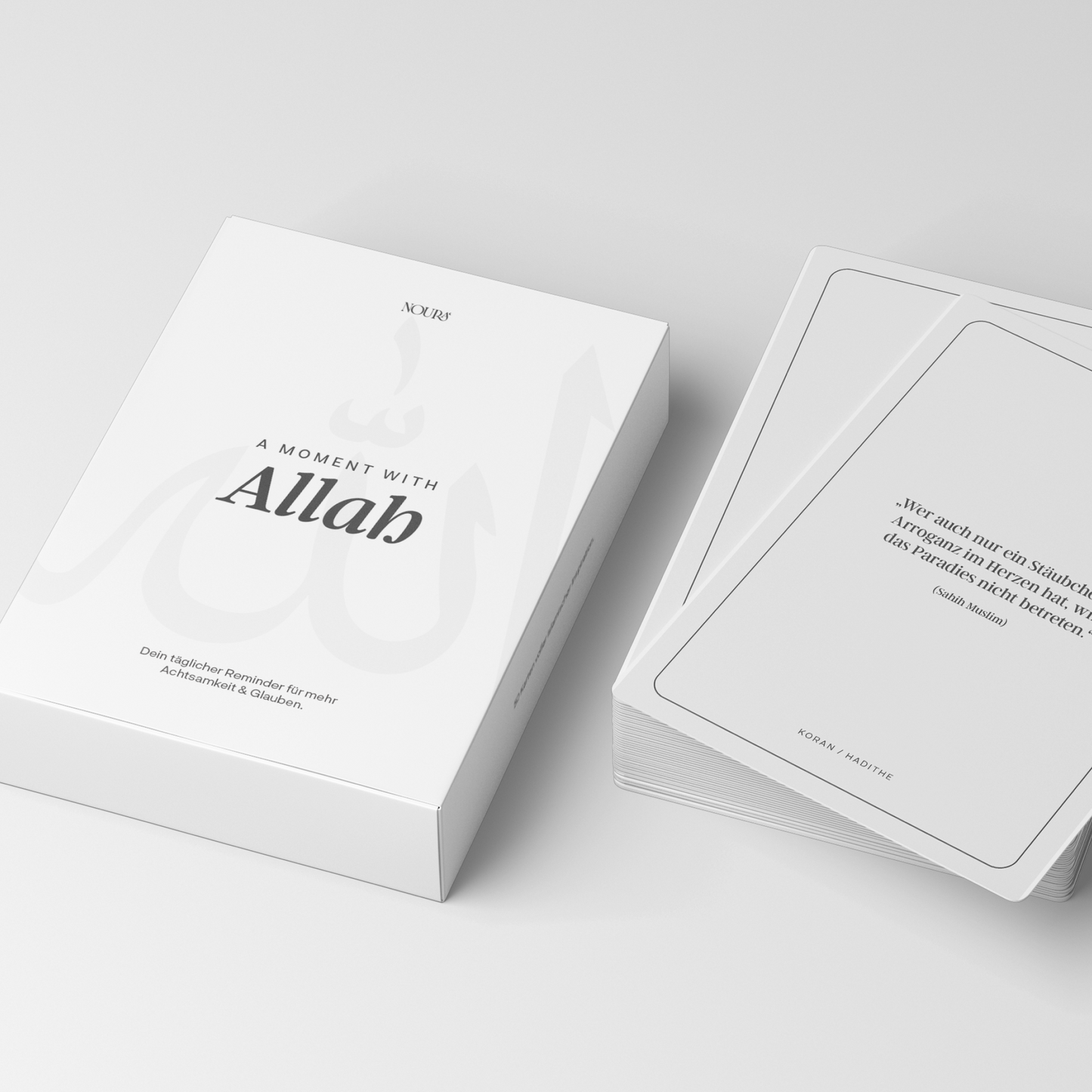 muslim affirmation cards – 48 karten mit box & edler holzständer
